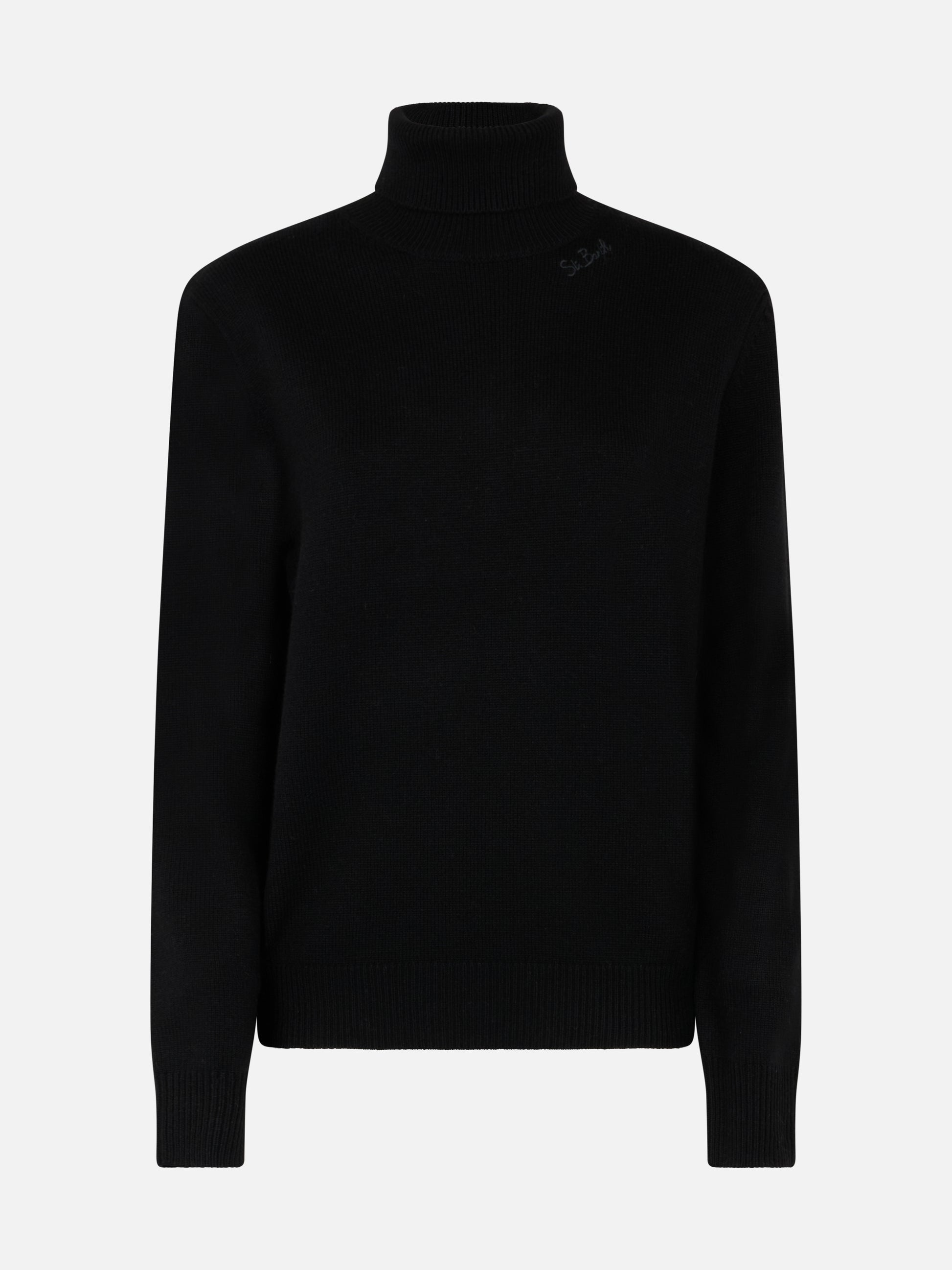 Woman black cashmere blend turtleneck sweater Moody - MC2 Saint Barth