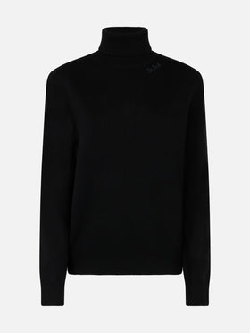 Woman black cashmere blend turtleneck sweater Moody - MC2 Saint Barth