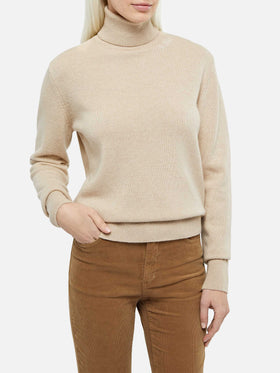 Woman beige cashmere blend turtleneck sweater Moody - MC2 Saint Barth
