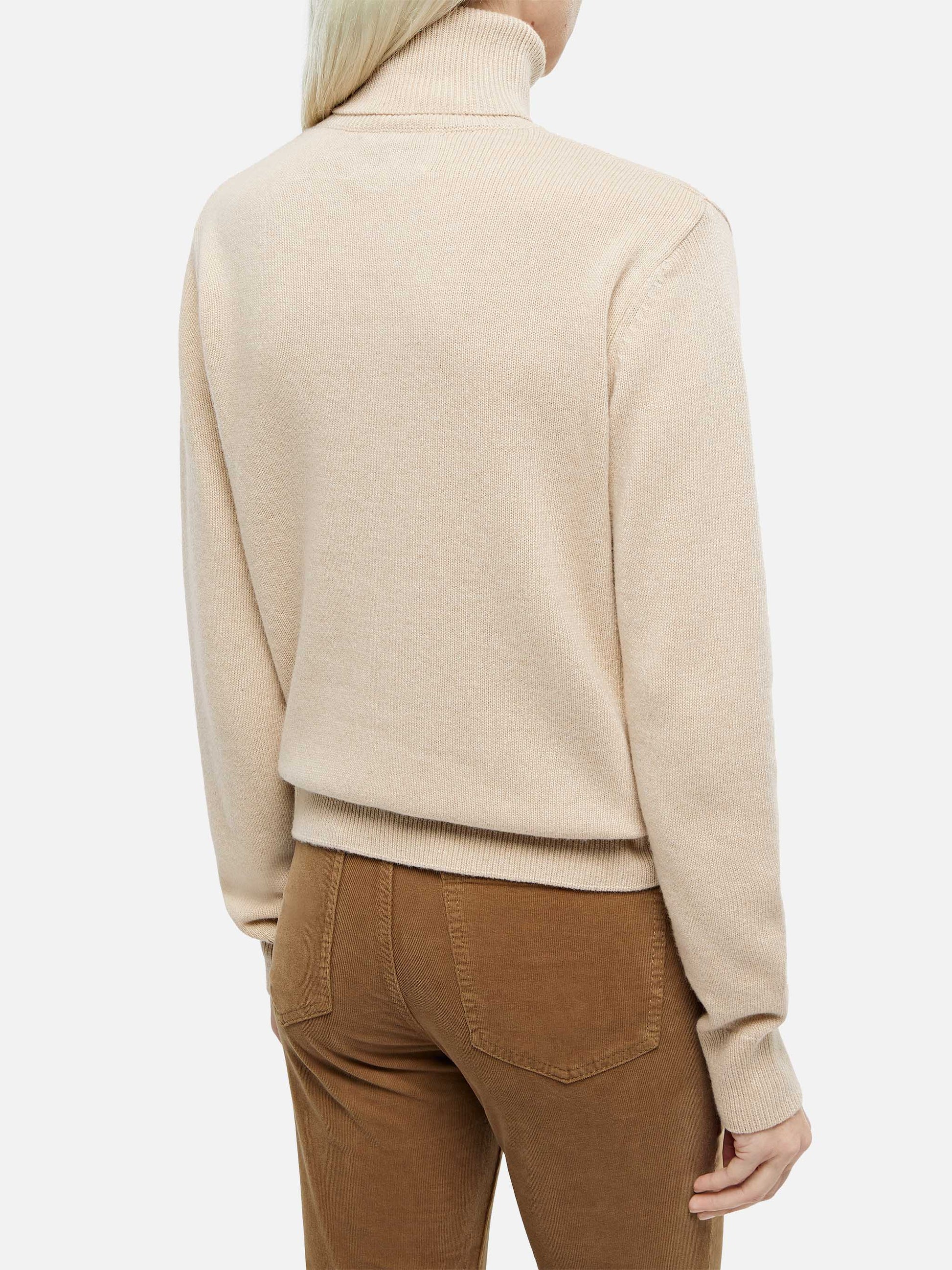 Woman beige cashmere blend turtleneck sweater Moody - MC2 Saint Barth
