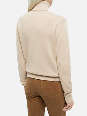 Woman beige cashmere blend turtleneck sweater Moody - MC2 Saint Barth