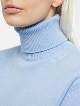 Woman light blue cashmere blend turtleneck sweater Moody