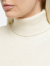 Woman white cashmere blend turtleneck sweater Moody