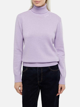 Woman lilac cashmere blend turtleneck sweater Moody - MC2 Saint Barth