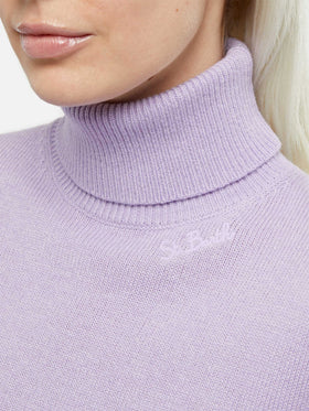 Woman lilac cashmere blend turtleneck sweater Moody - MC2 Saint Barth