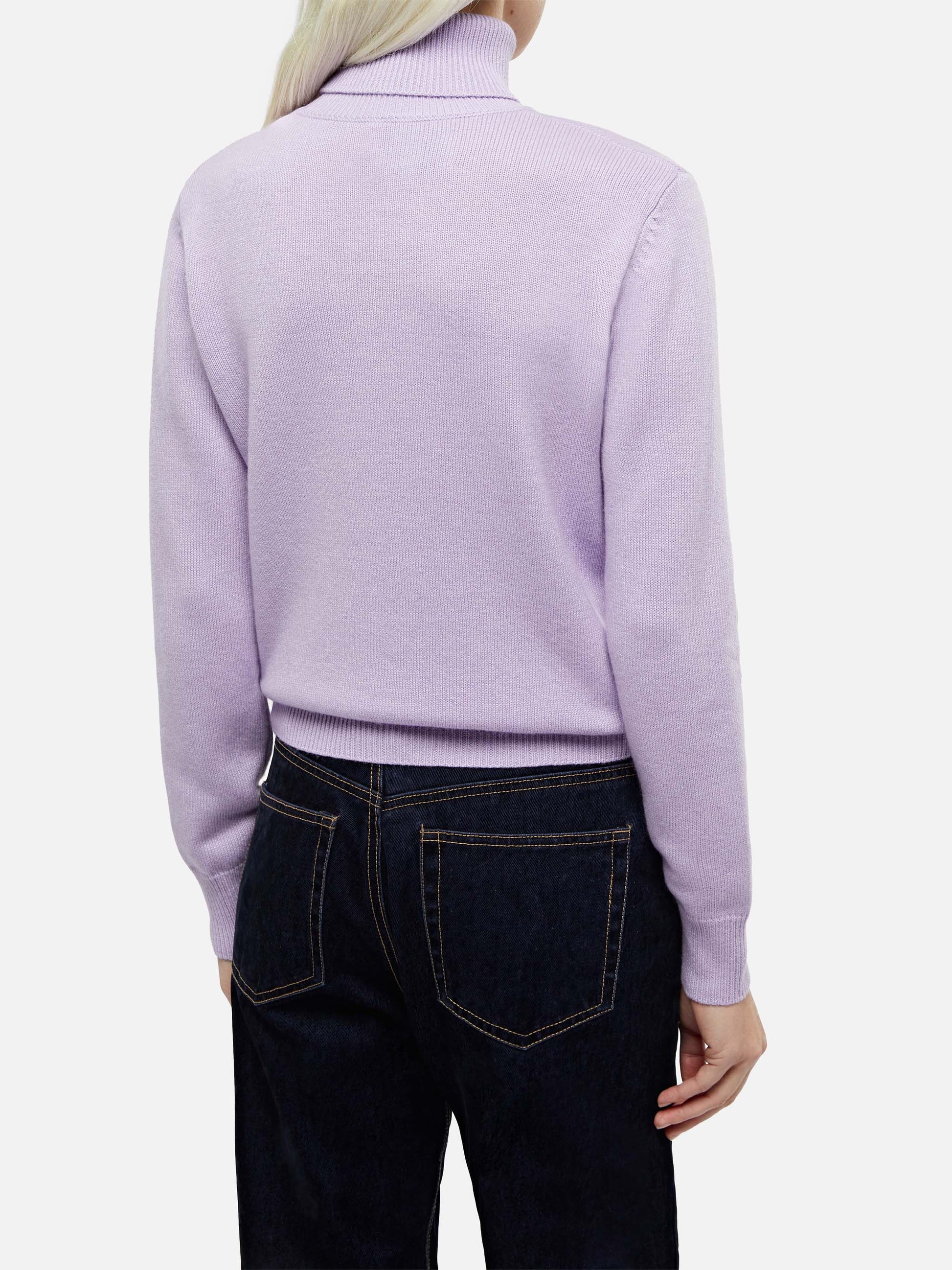 Woman lilac cashmere blend turtleneck sweater Moody - MC2 Saint Barth