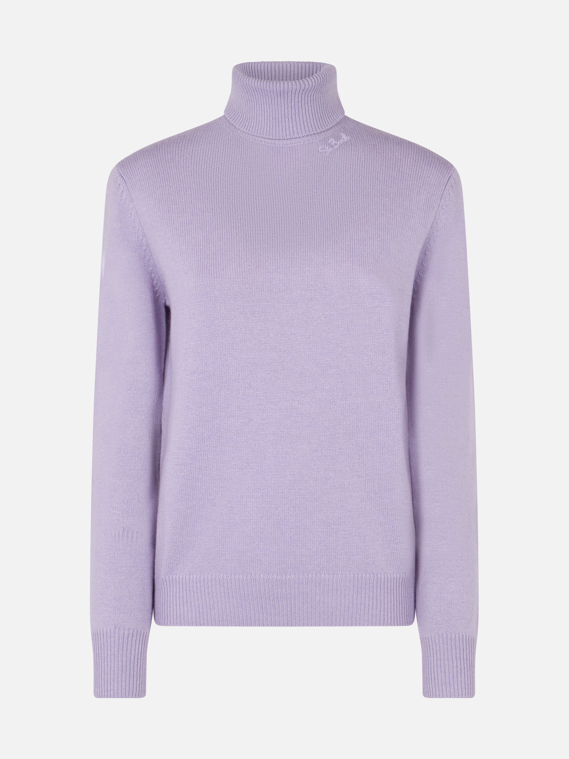Woman lilac cashmere blend turtleneck sweater Moody - MC2 Saint Barth