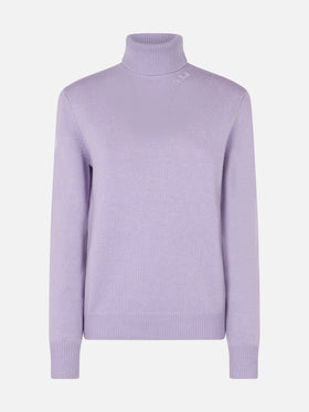 Woman lilac cashmere blend turtleneck sweater Moody - MC2 Saint Barth