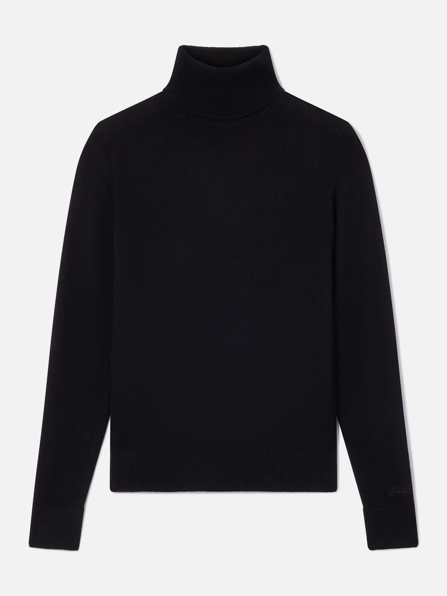 Jersey de punto de cachemir Moody con cuello alto en negro 