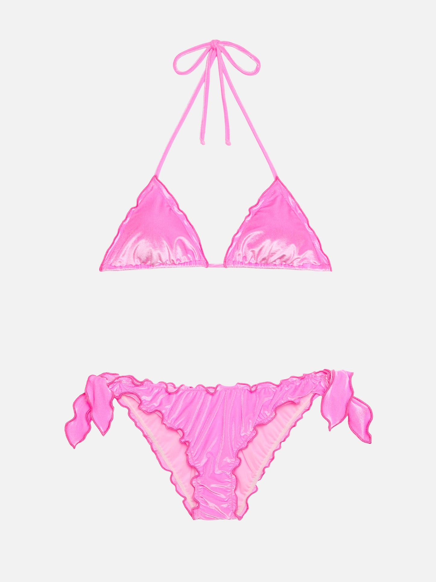 Bikini triangolo classico Sagittarius Moon in velluto color rosa