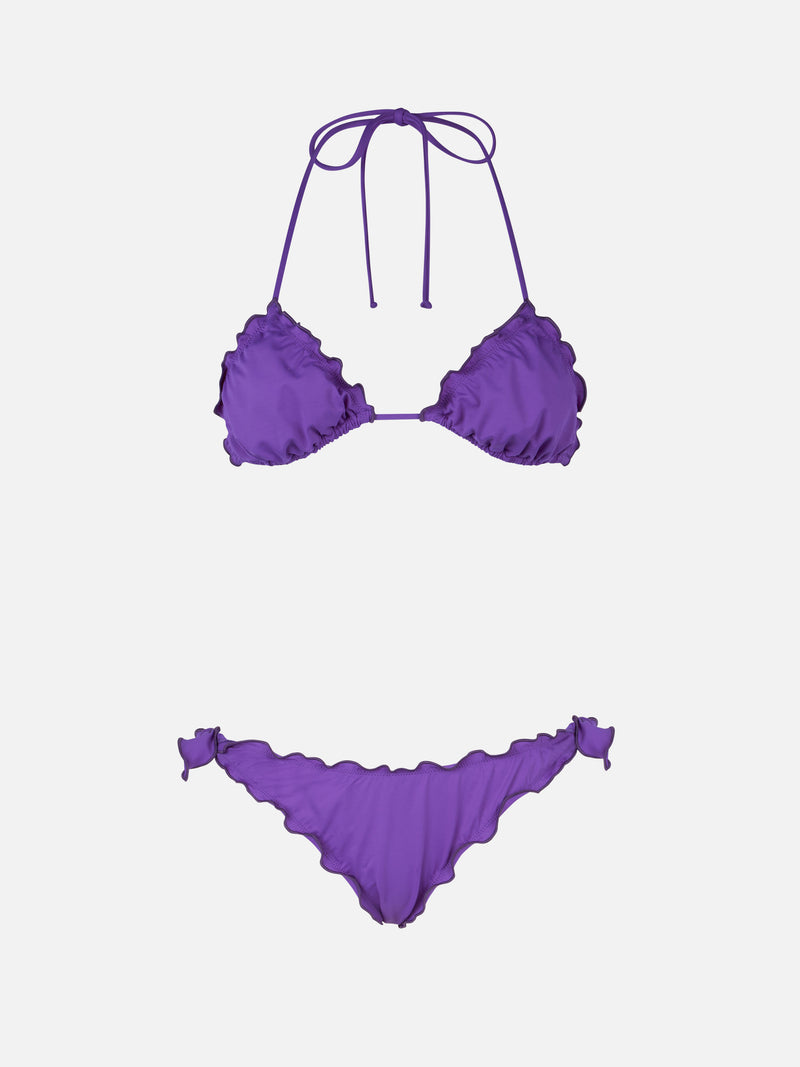 Woman purple classic triangle bikini Sagittarius Moon