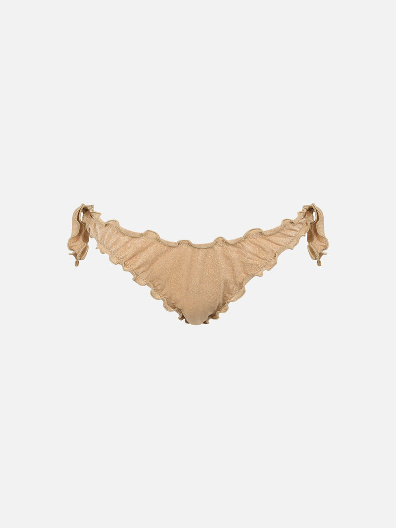 Woman gold lurex classic swim briefs Moon