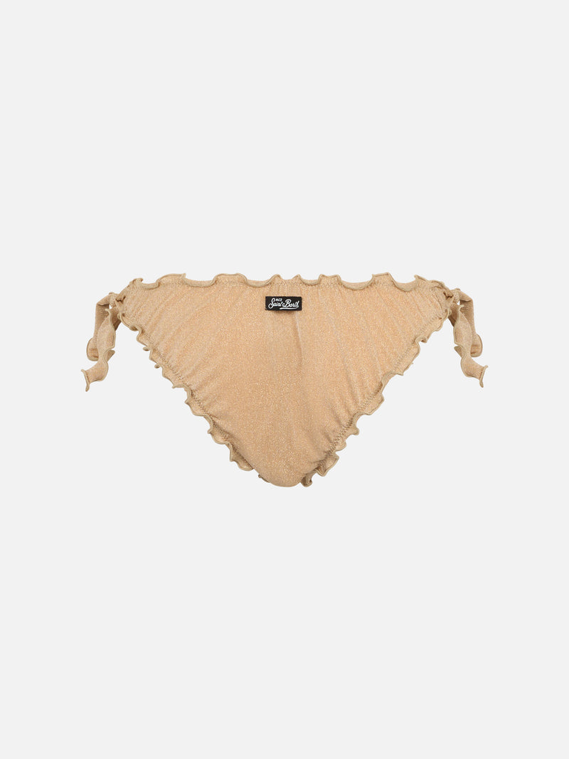 Woman gold lurex classic swim briefs Moon