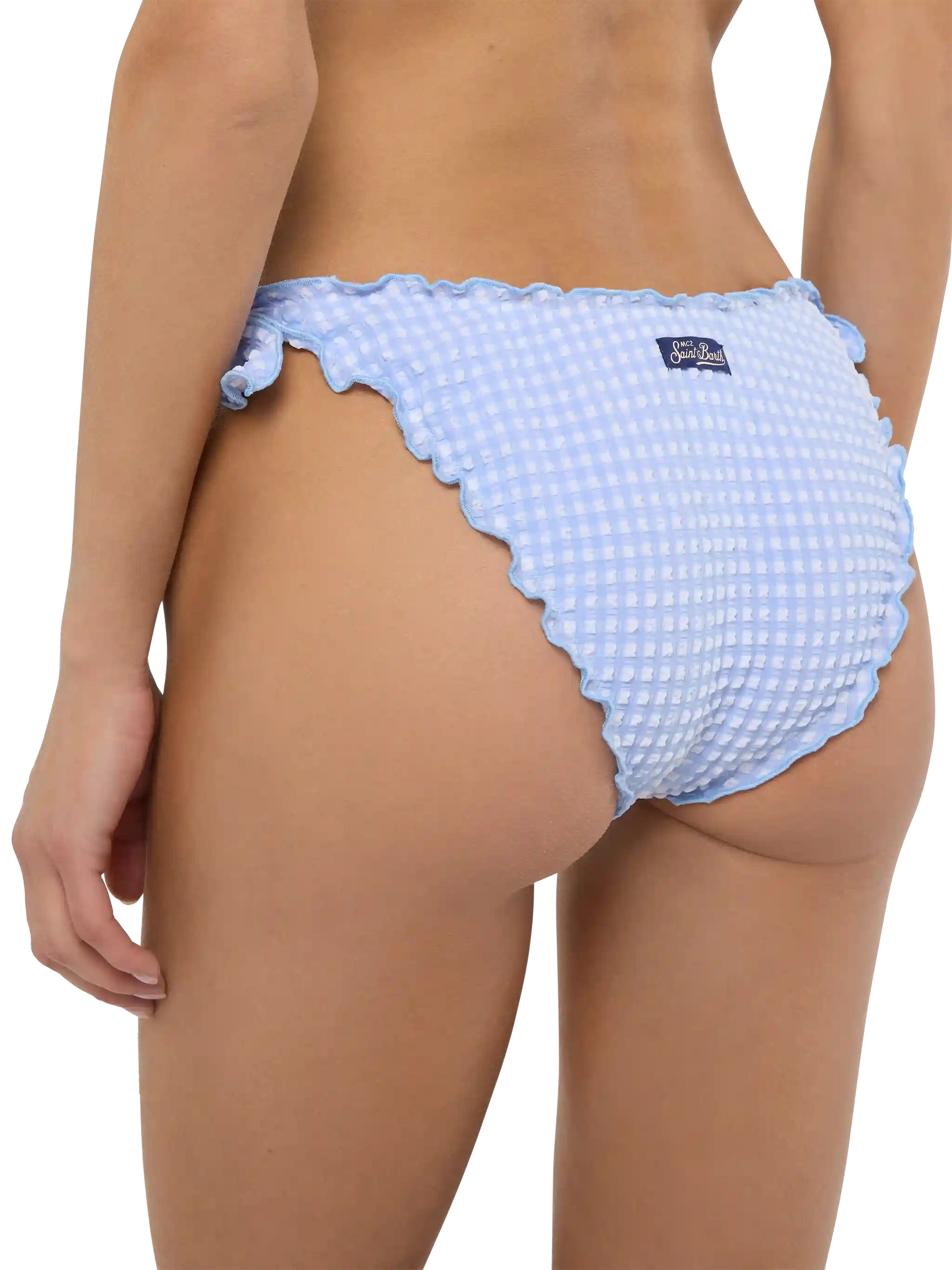 Moon seersucker classic swim briefs with gingham print - MC2 Saint Barth