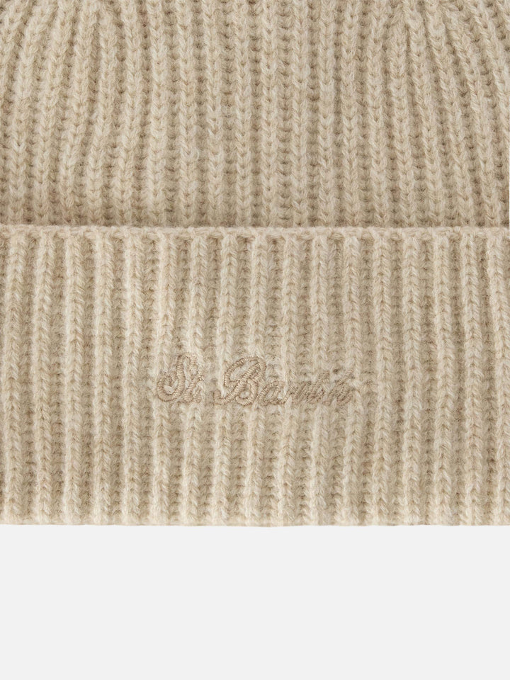 Bonnet en laine Beige Moss avec logo brodé 