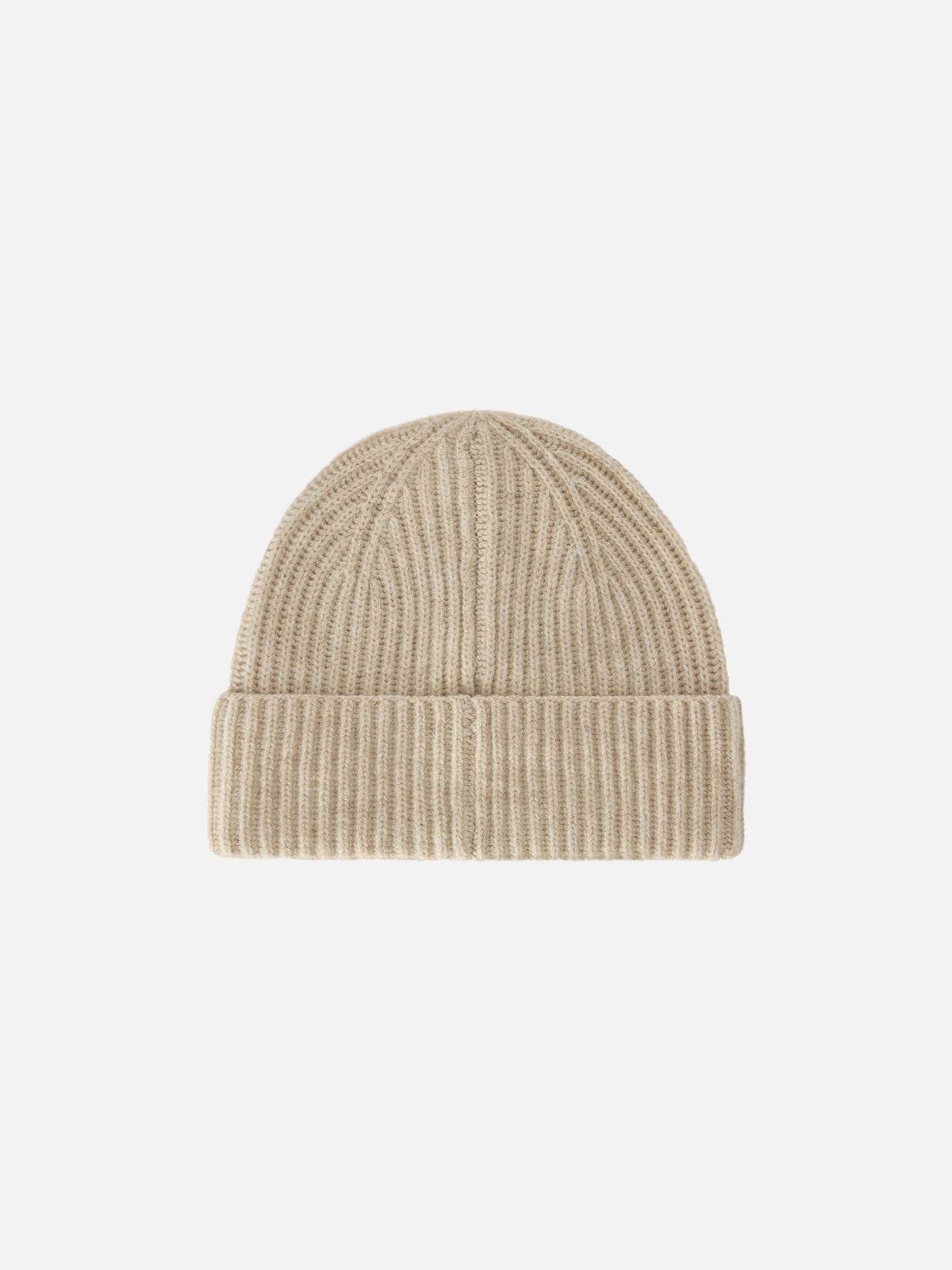 Beige Moss wool beanie with logo embroidery