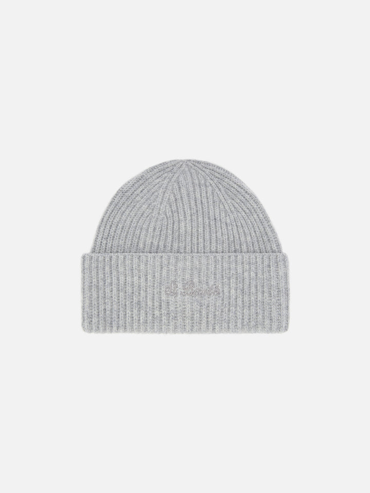 Moss Beanie in melange grey 100% WOOL with St. Barth embroidery