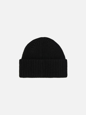Moss Beanie in black 100% WOOL with St. Barth embroidery