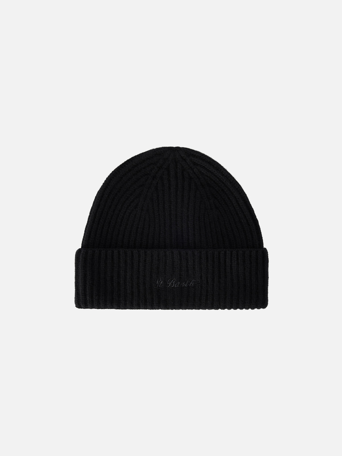 Schwarze Black Moss Wollmütze mit Logostickerei 