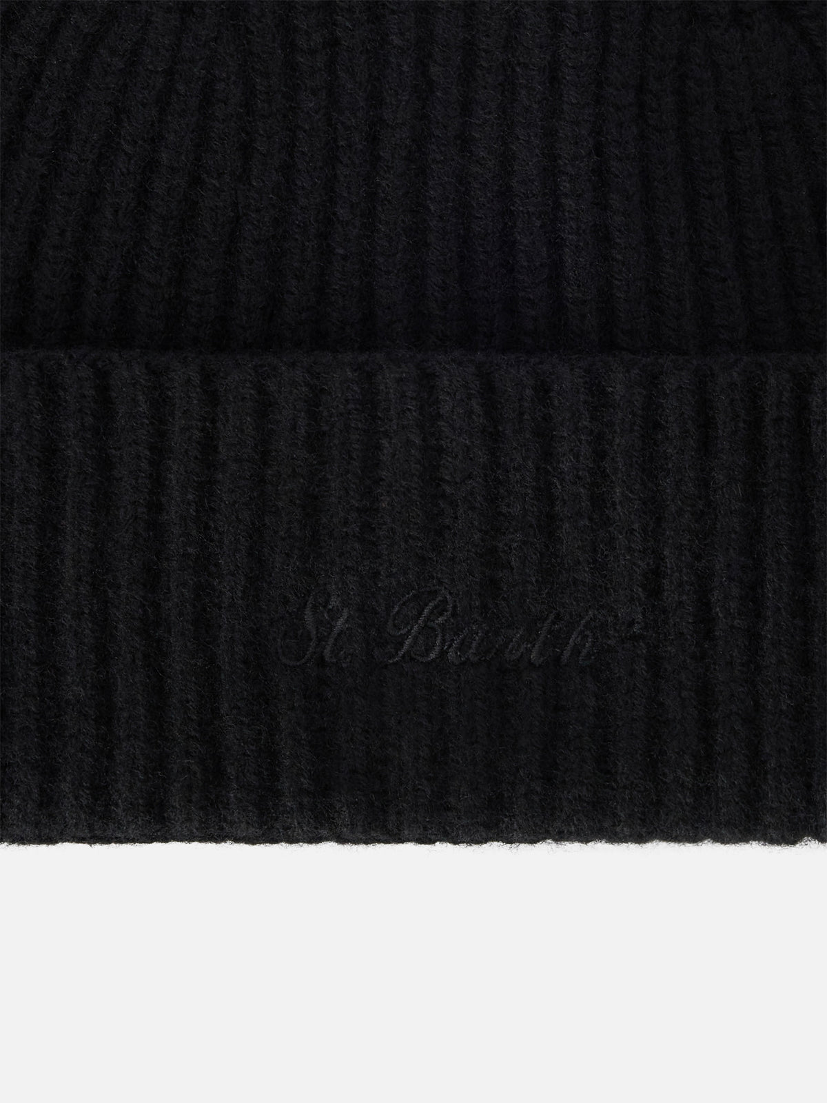Schwarze Black Moss Wollmütze mit Logostickerei 