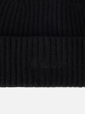Schwarze Black Moss Wollmütze mit Logostickerei 
