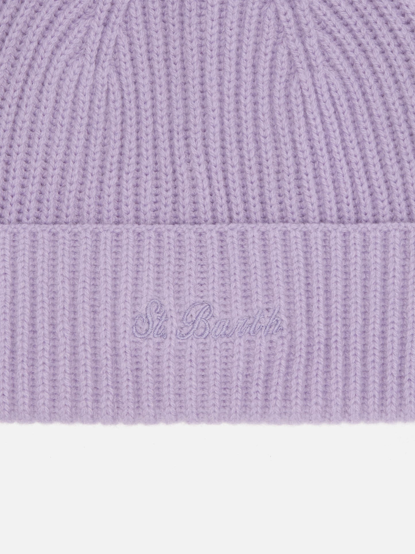 Berretto Moss in 100% LANA lilla con ricamo St. Barth