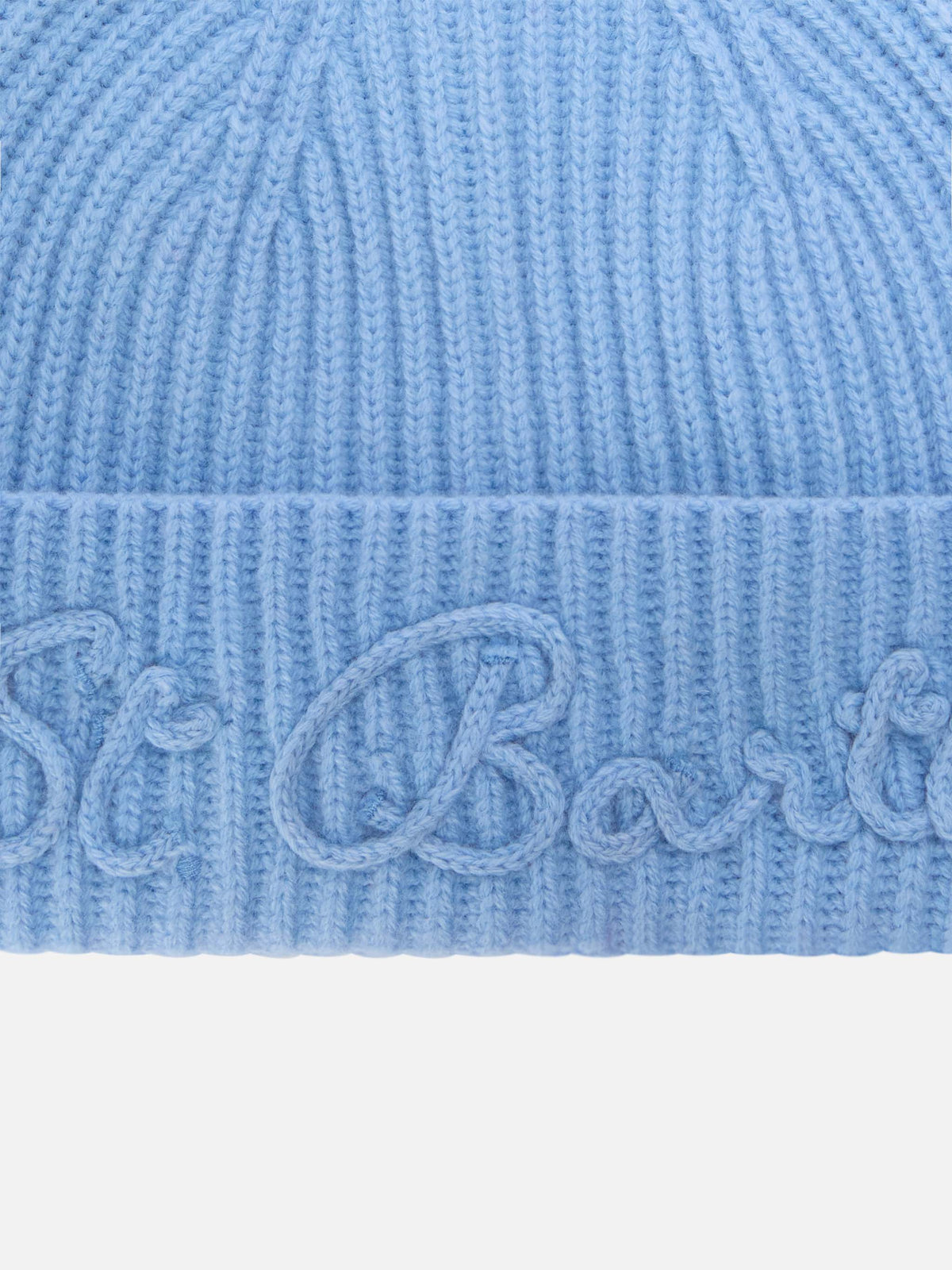 Light blue Moss alpaca wool blend beanie with logo embroidery