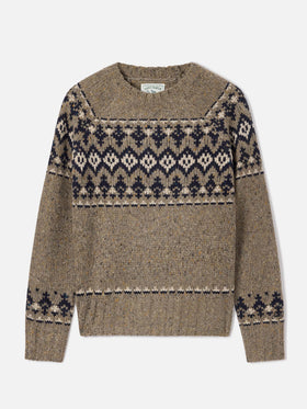 Merida Donegal wool blend crewneck knit with fair isle pattern