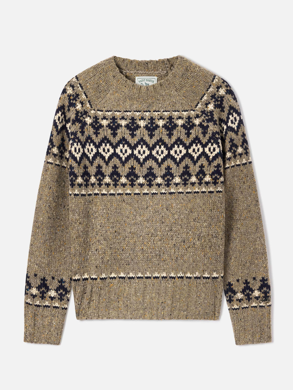 Pull ras-du-cou Merida en mélange de laine Donegal avec motif Fair Isle 