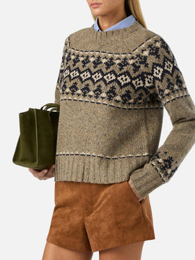 Pull ras-du-cou Merida en mélange de laine Donegal avec motif Fair Isle 