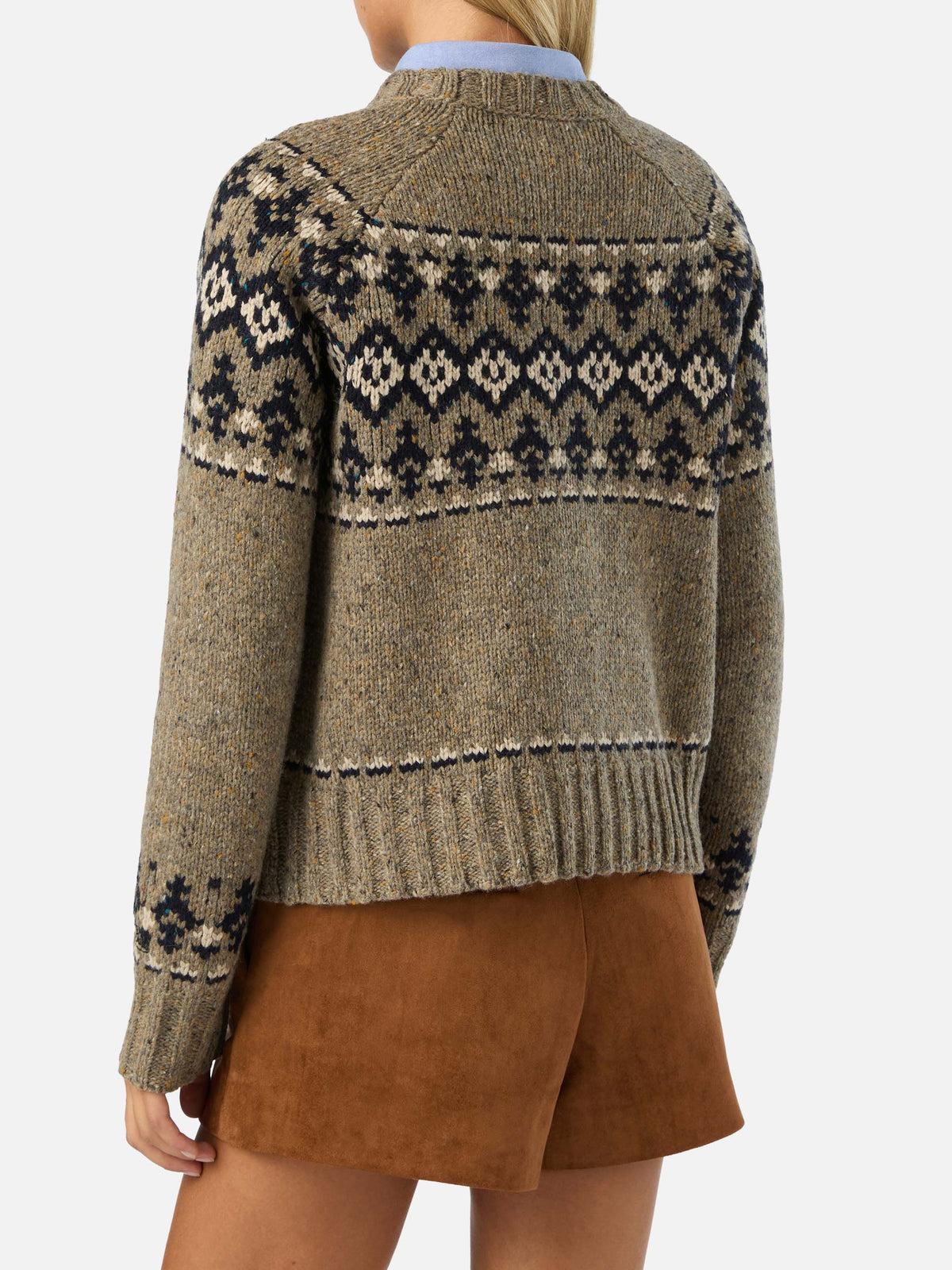 Pull ras-du-cou Merida en mélange de laine Donegal avec motif Fair Isle 