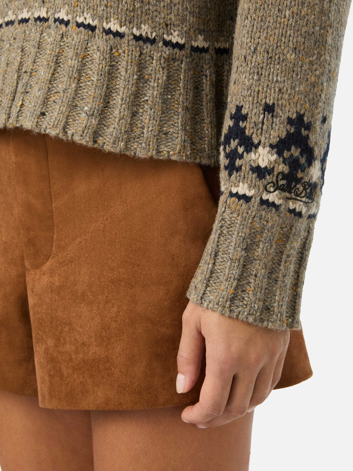 Pull ras-du-cou Merida en mélange de laine Donegal avec motif Fair Isle 