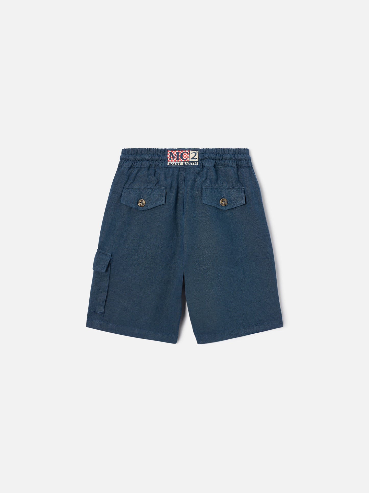 Navy blue bermuda shorts Marseille Jr in linen