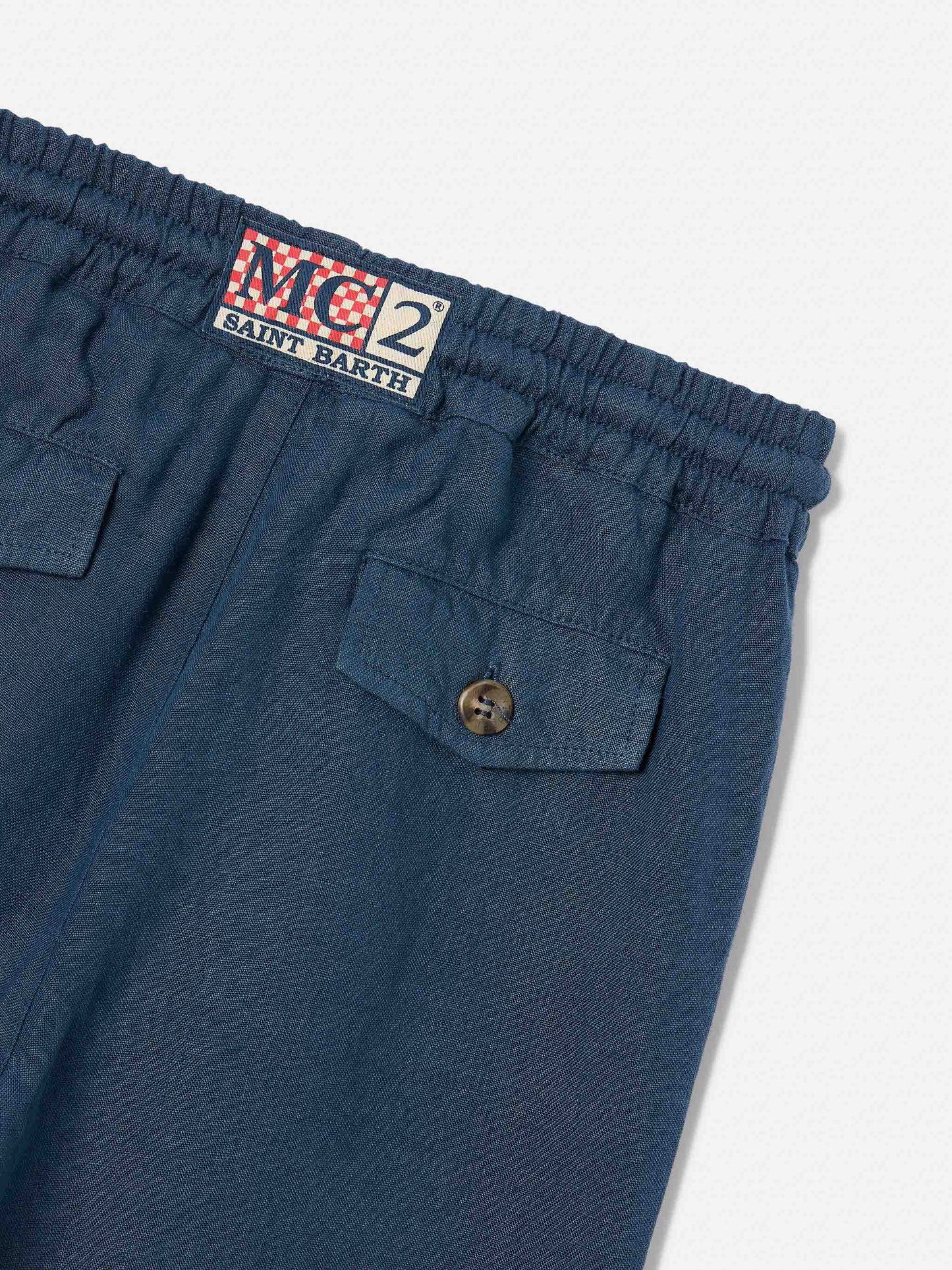 Navy blue bermuda shorts Marseille Jr in linen
