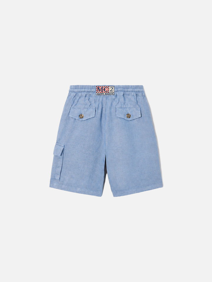 Bermudas Marseille Jr en chambray de denim claro 
