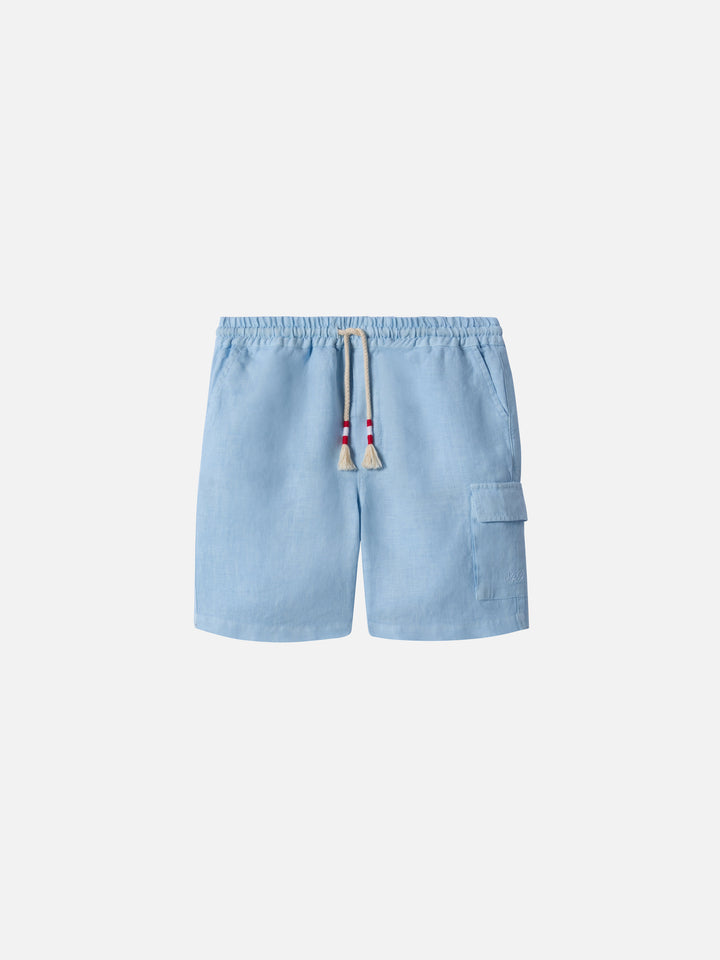 Marseille Jr light blue linen bemuda