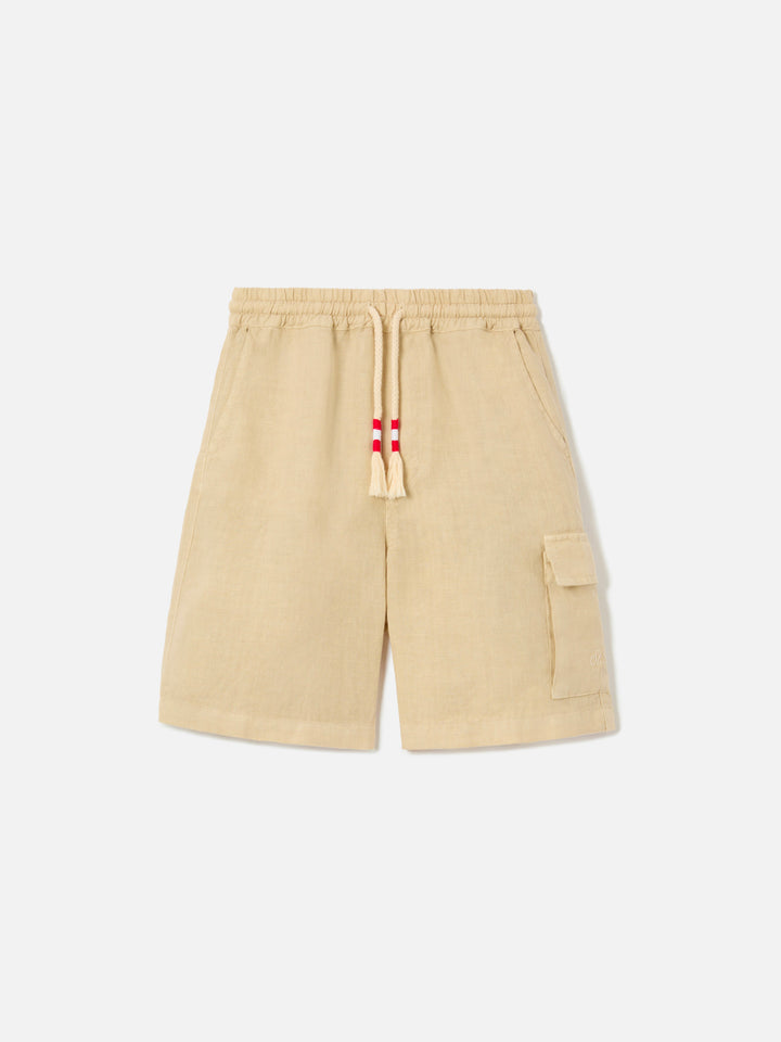 Beige Marseille Jr shorts in linen
