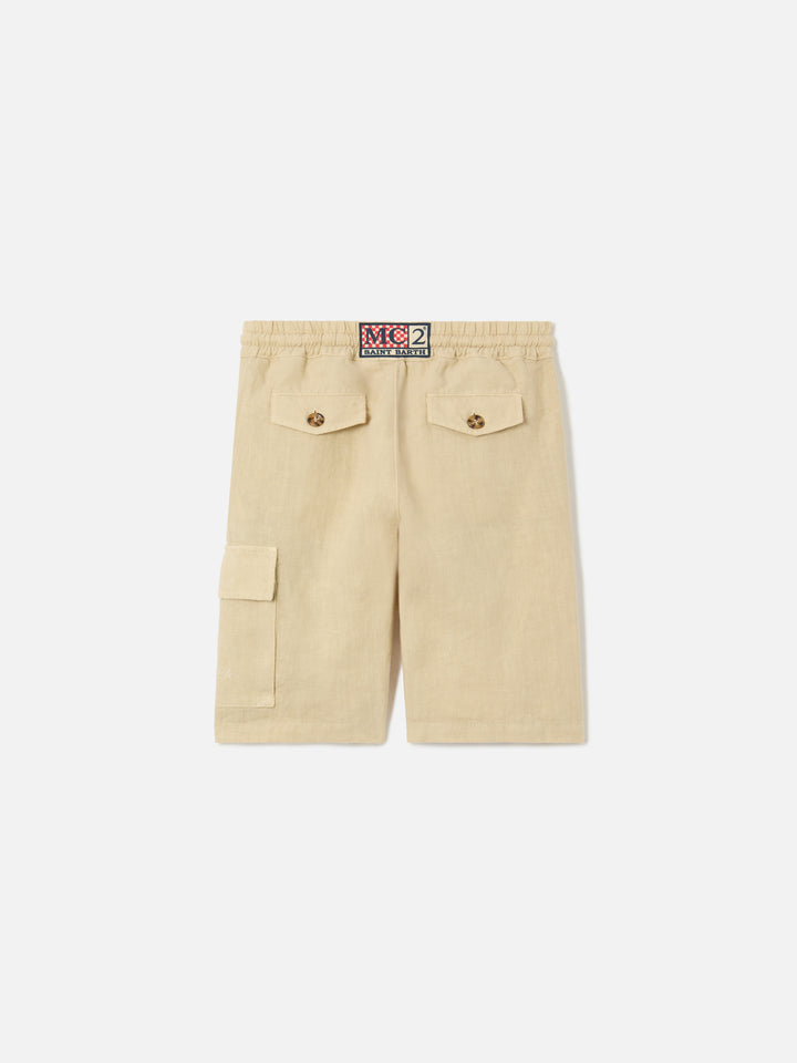 Shorts Marseille Jr in lino beige