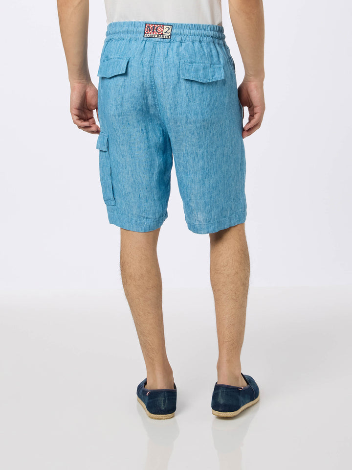 Man denim blue linen bermuda Marseille - MC2 Saint Barth
