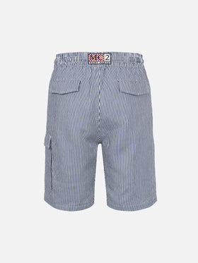 Man blue striped linen bermuda Marseille - MC2 Saint Barth