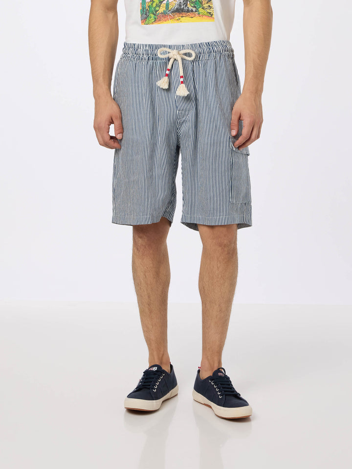 Man blue striped linen bermuda Marseille - MC2 Saint Barth