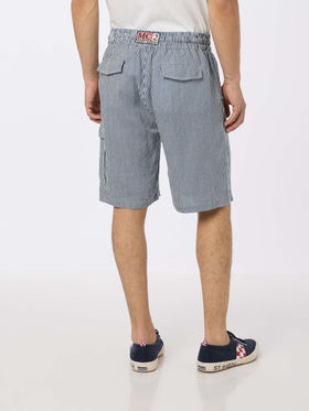 Man blue striped linen bermuda Marseille - MC2 Saint Barth