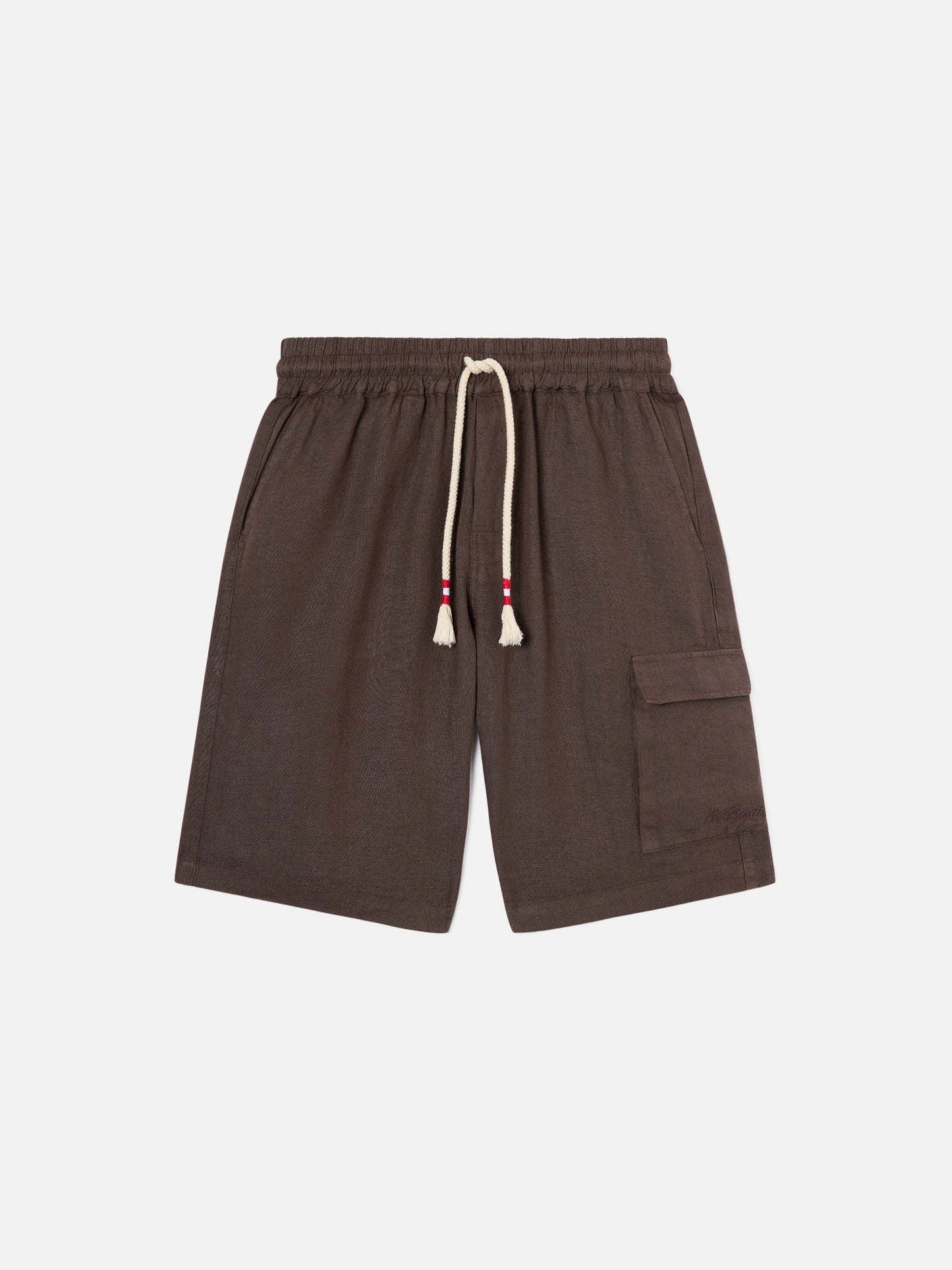 Braune Marseille-Bermudashorts aus reinem Leinen 