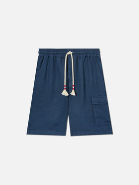 Marseille navy blue linen bermuda shorts
