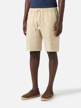 Beige Marseille bermuda shorts in pure linen