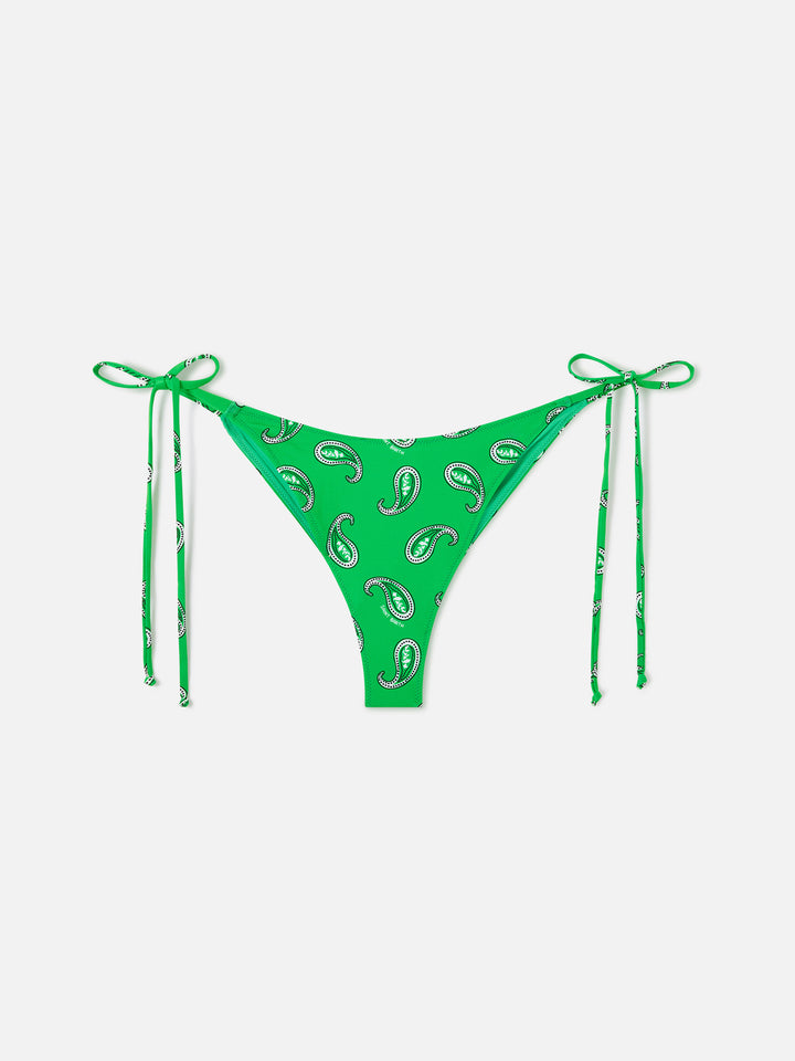 Slip mare Marielle verde con fantasia paisley