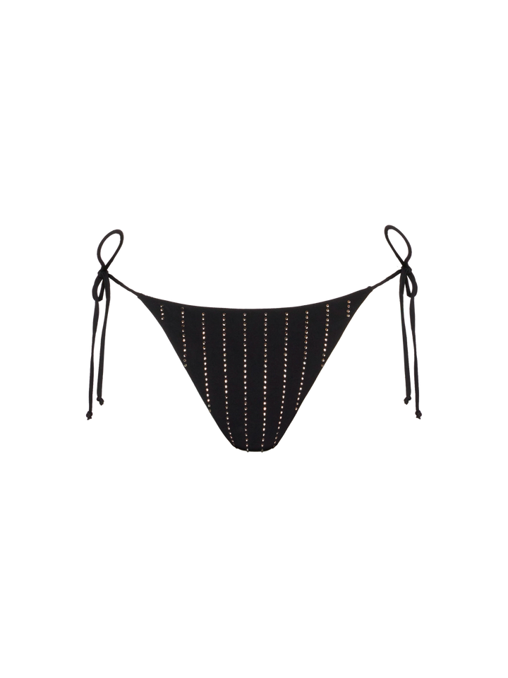 Marielle black classic swim briefs with striped rhinestone embellishment - MC2 Saint Barth