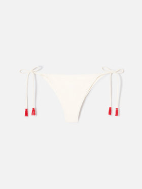 Marielle Bikinihose im brasilianischen Schnitt in Creme mit Quastendetail 