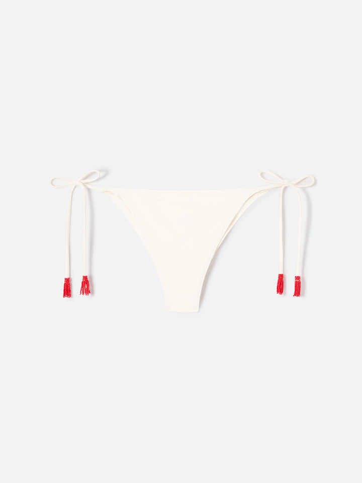 Slip mare Marielle modello brasiliana panna con dettaglio nappette