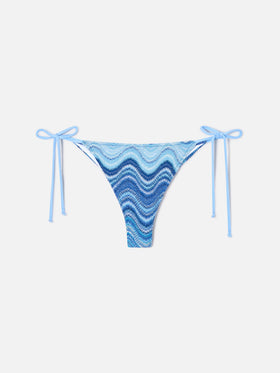 Slip mare Marielle modello brasiliana in tessuto raschel sui toni del blu